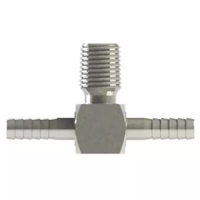 1/4" Barb Tee with (1) 1/4" NPT SS