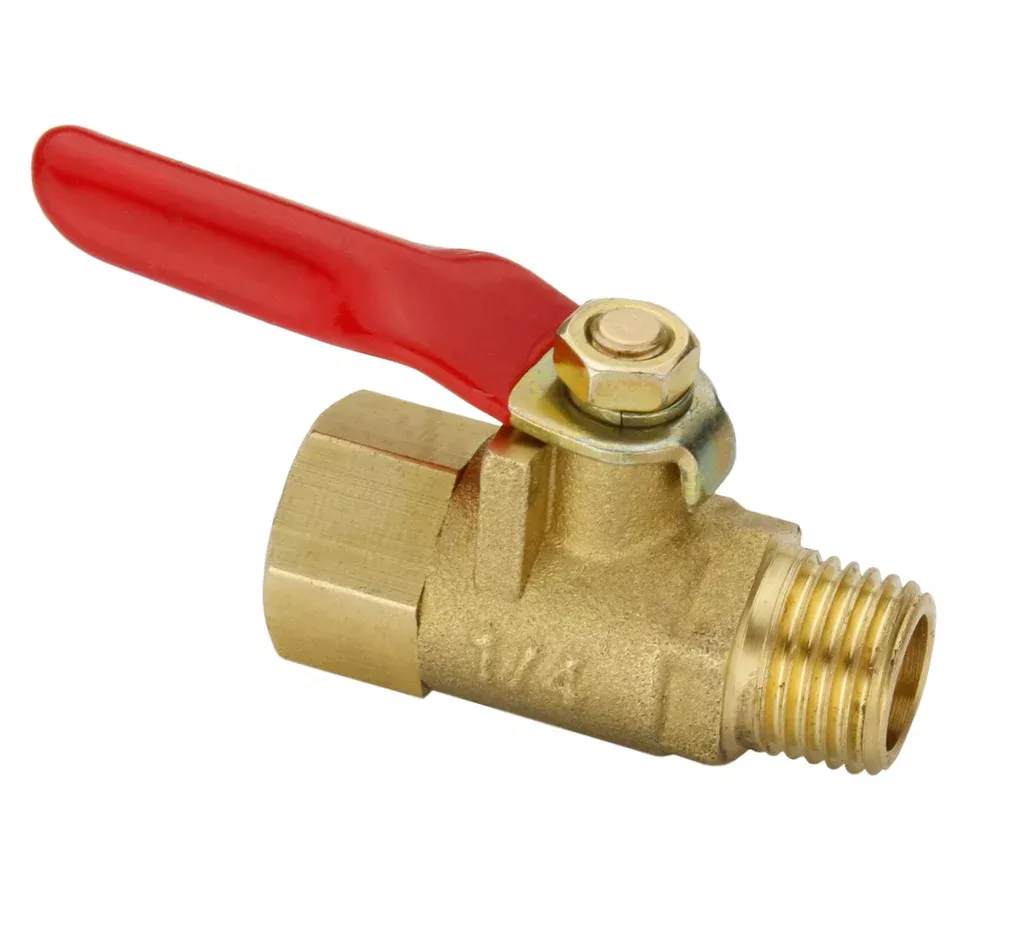 1/4" MNPT x FNPT Brass Ball Valve – Tank Drain Shutoff – BV-02