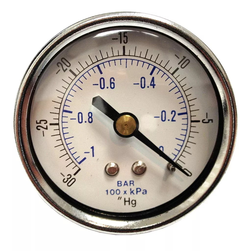 1.5" Face 1/8" NPT 0 - -30 PSI Air Vacuum Pressure Gauge Center Back Mount 102D-158A