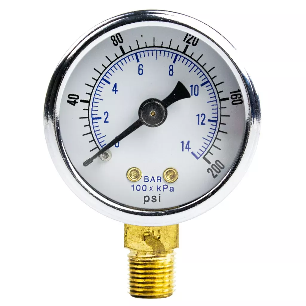 1.5" Face1/8" NPT Pressure Gauge 0-200 PSI Side Mount