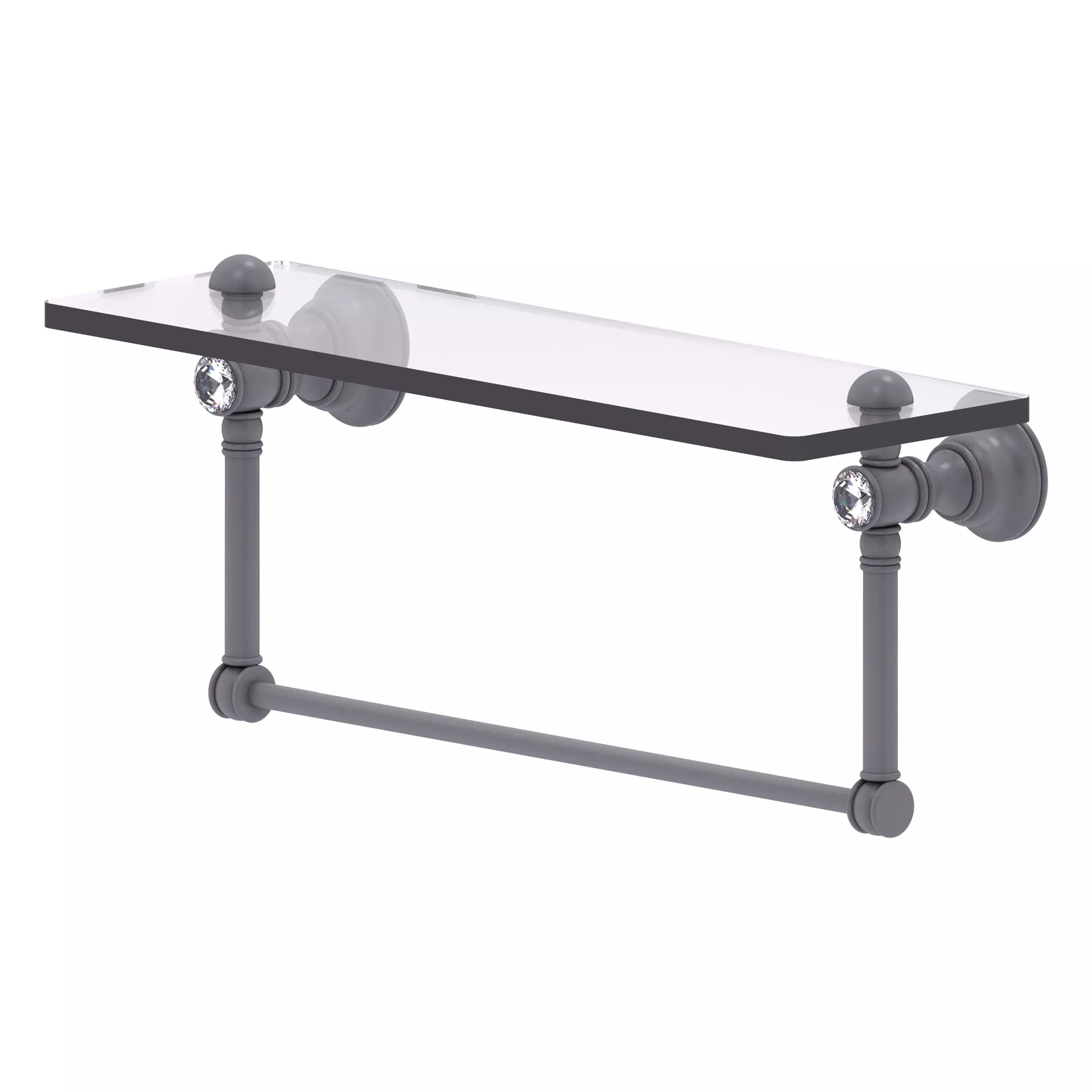 Carolina Crystal Collection Glass Shelf with Integrated Towel Bar
