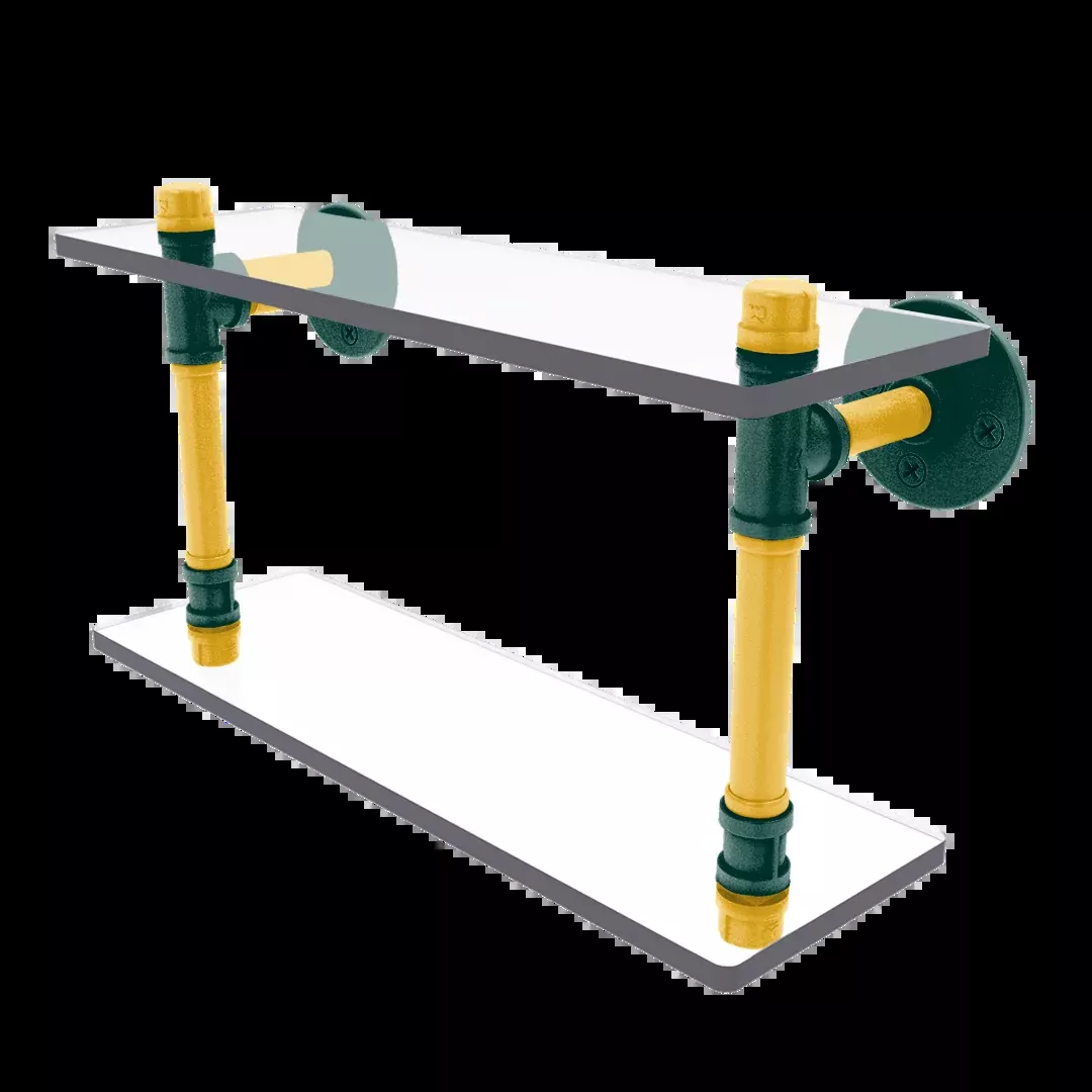 Diamond Collection Double Glass Shelf Oakland Edition