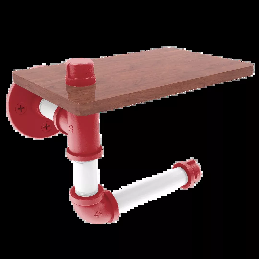 Diamond Collection Toilet Paper Holder with Wood Shelf Boston Edition