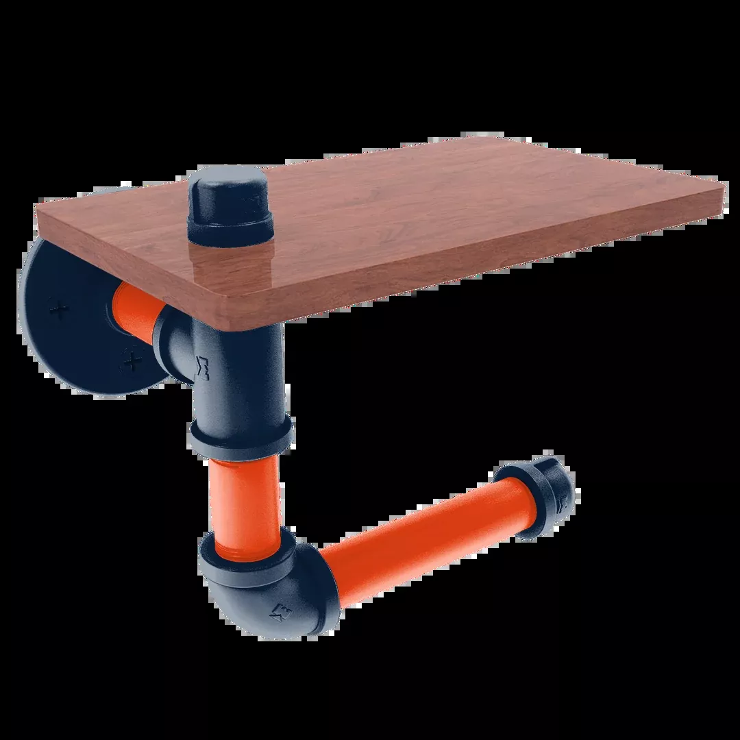 Diamond Collection Toilet Paper Holder with Wood Shelf Detroit Edition