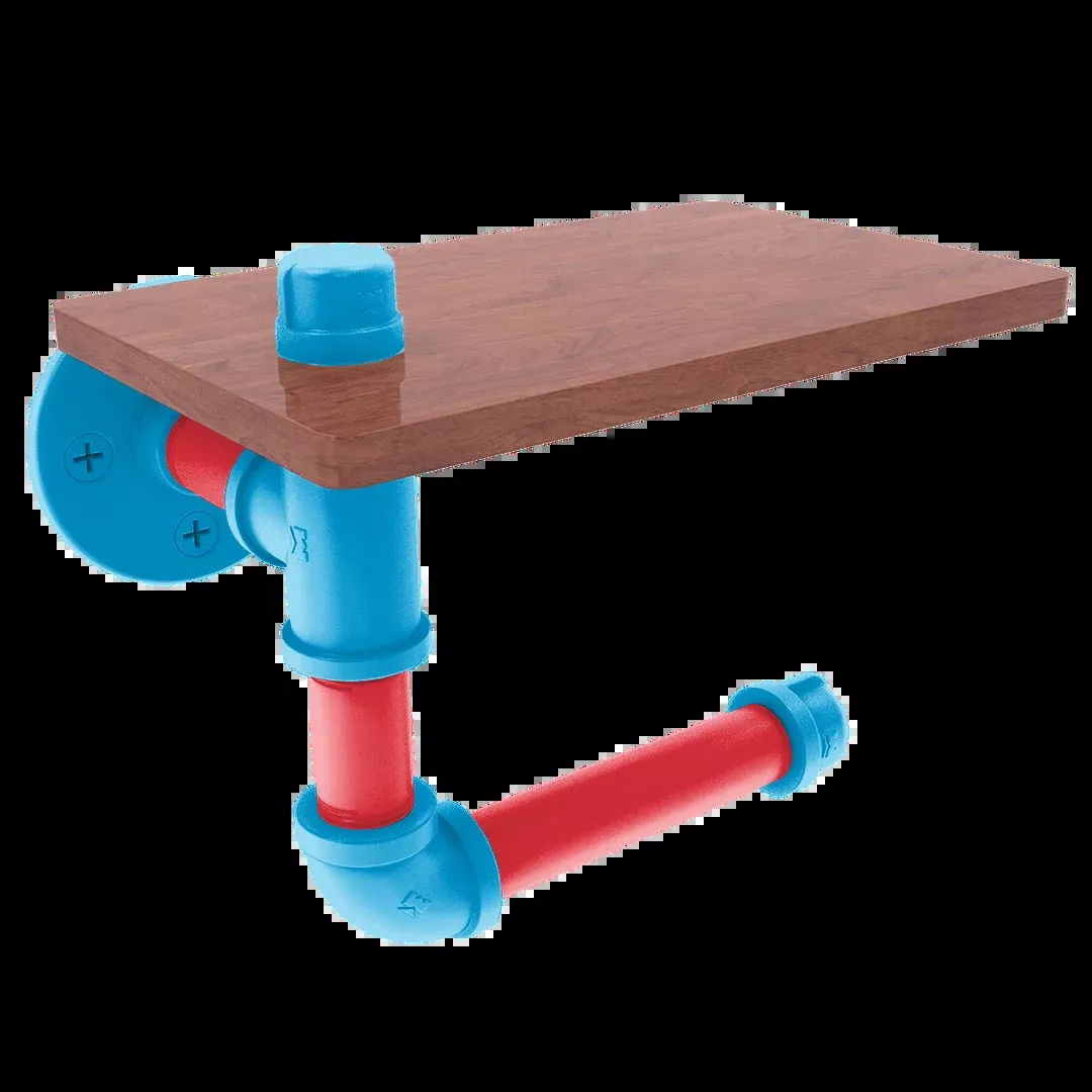 Diamond Collection Toilet Paper Holder with Wood Shelf Miami Edition
