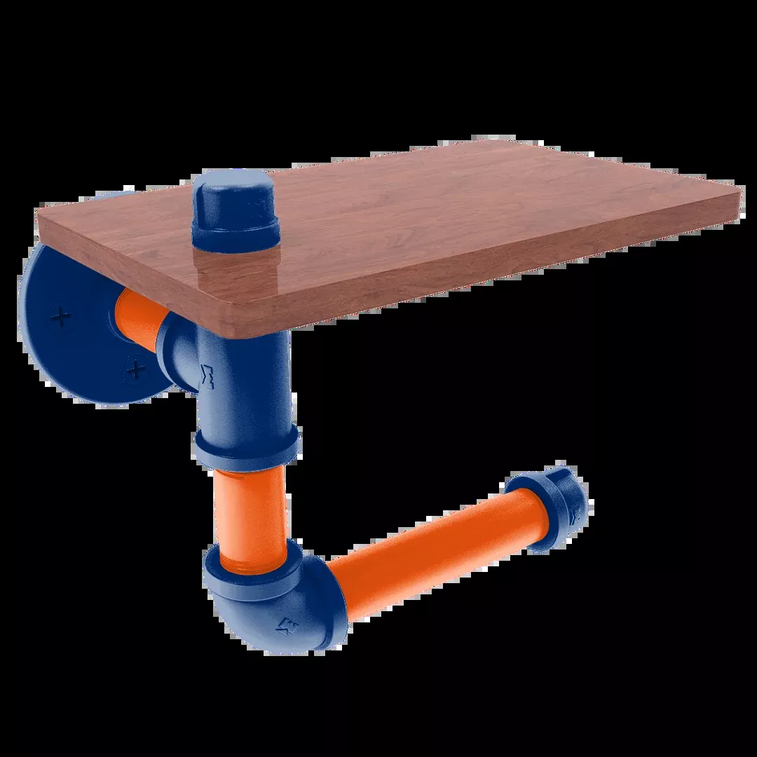 Diamond Collection Toilet Paper Holder with Wood Shelf New York Queens Edition