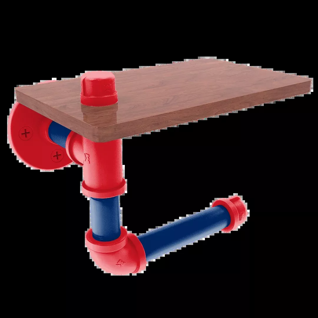 Diamond Collection Toilet Paper Holder with Wood Shelf Philadelphia Edition