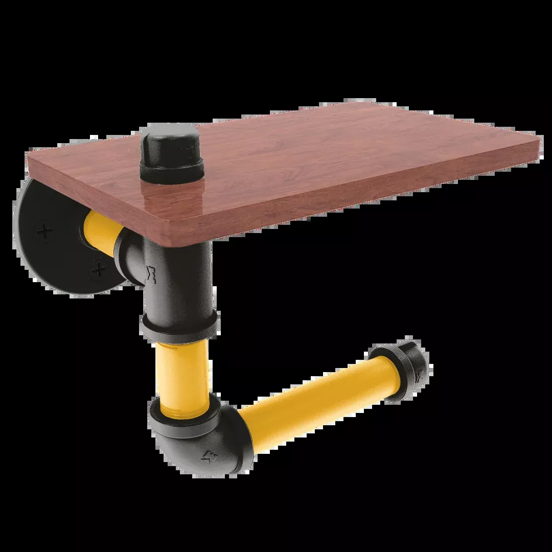 Diamond Collection Toilet Paper Holder with Wood Shelf Pittsburgh Edition