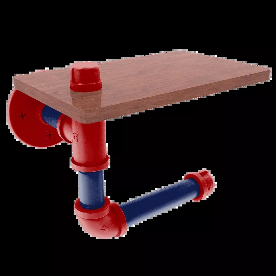Diamond Collection Toilet Paper Holder with Wood Shelf Washington Edition