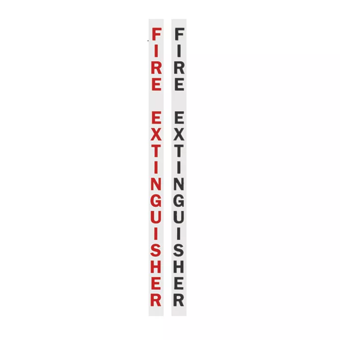 "Fire Extinguisher" Cabinet Decals in Red or Black 1/2” x 11”