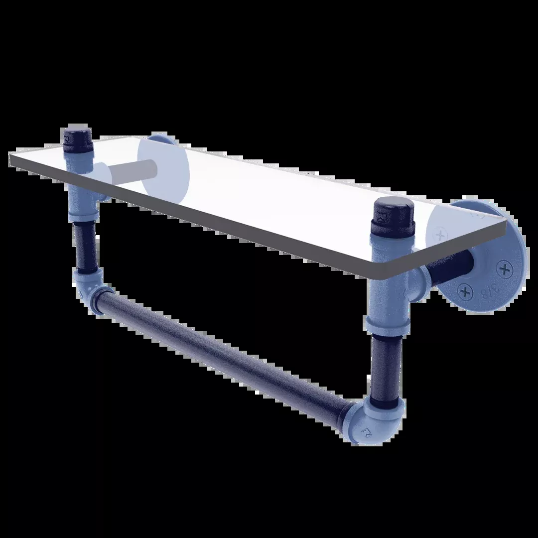 Hardwood Collection Glass Shelf with Towel Bar Memphis Edition