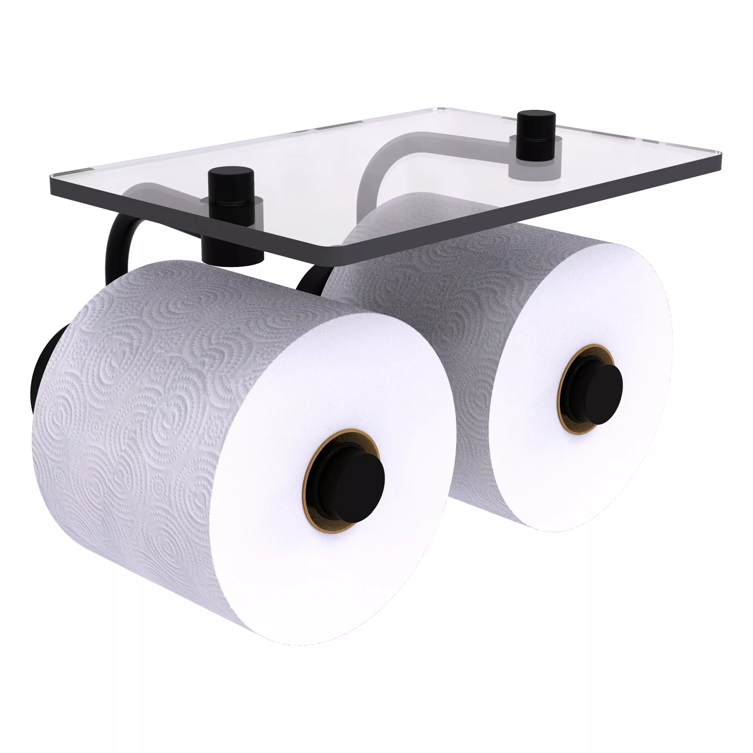 Waverly Place Collection 2 Roll Toilet Paper Holder with Glass Shelf