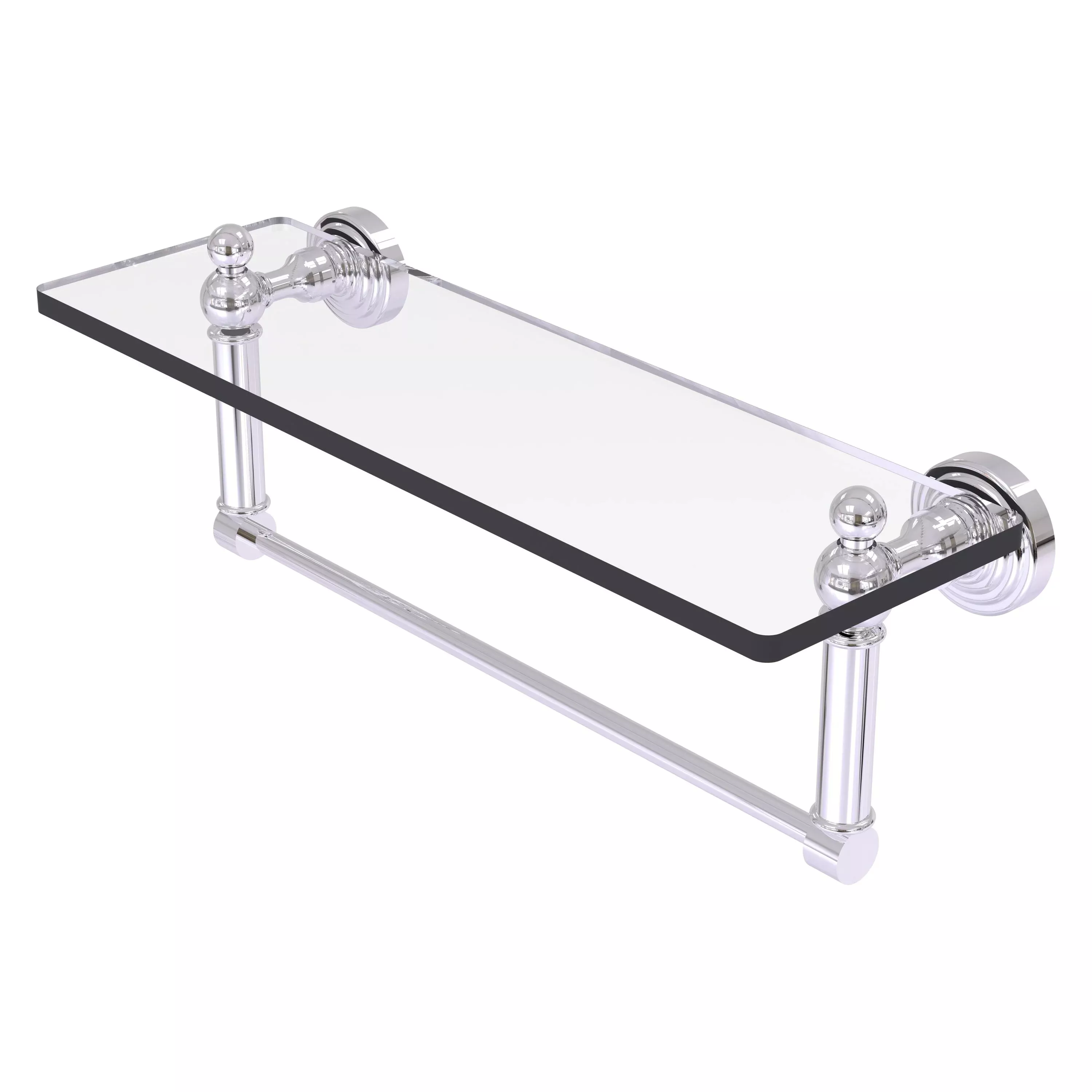 Waverly Place Collection Glass Vanity Shelfwith Integrated Towel Bar