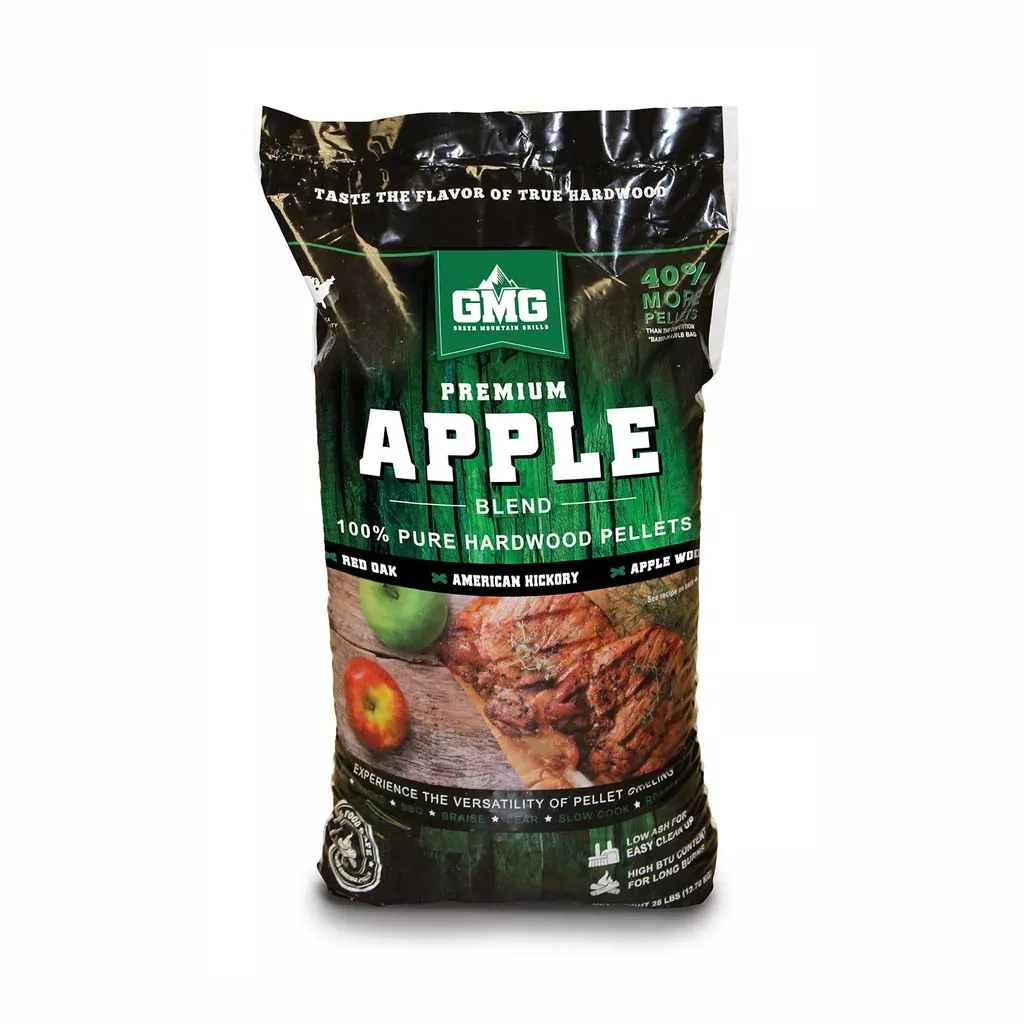 Wood Cooking Pellets Apple Pellet Blend 28 lb Bag Red Oak Hickory Applewood GMG