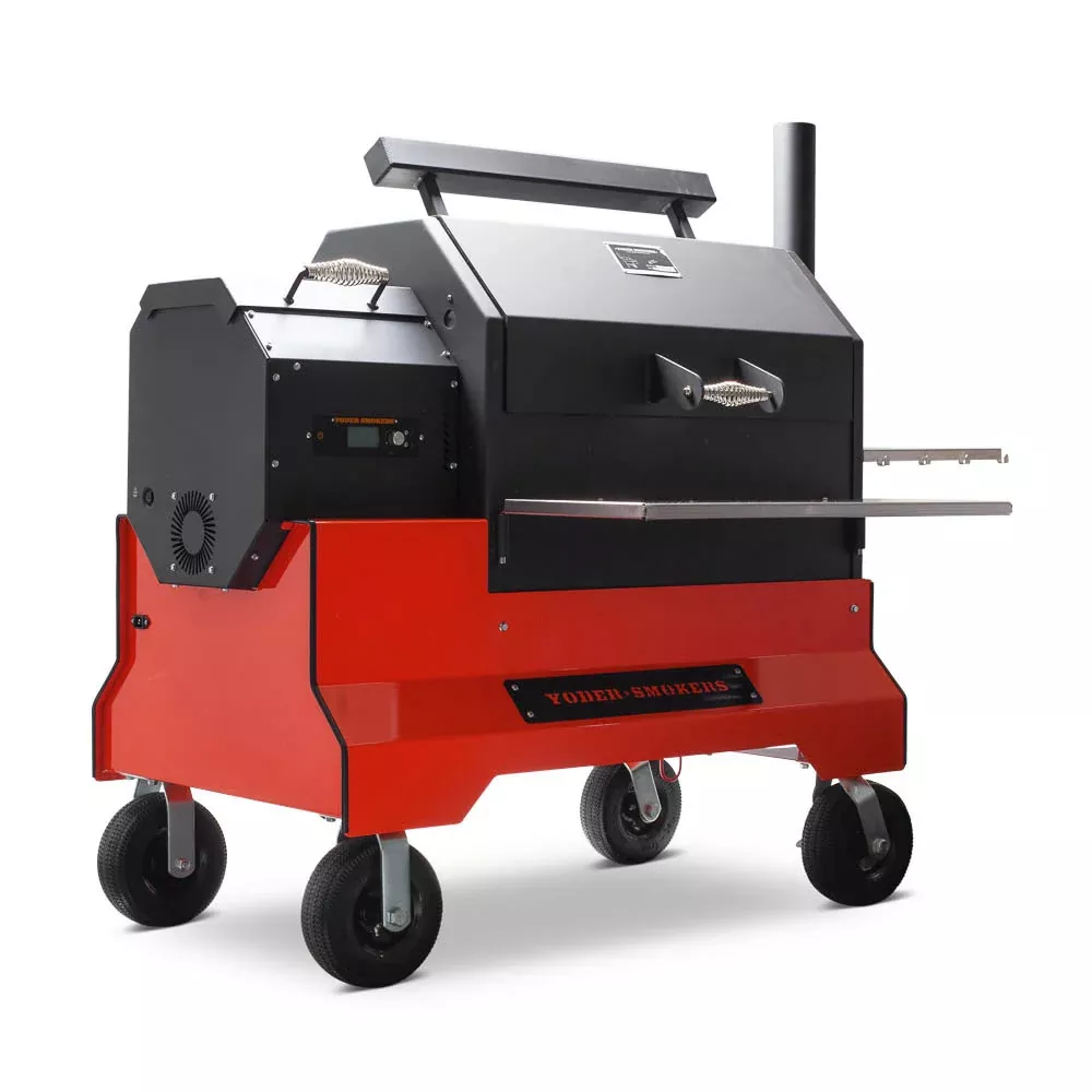 Yoder YS640S Competition Cart Pellet Grill Smoker Cooker Second Shelf Red